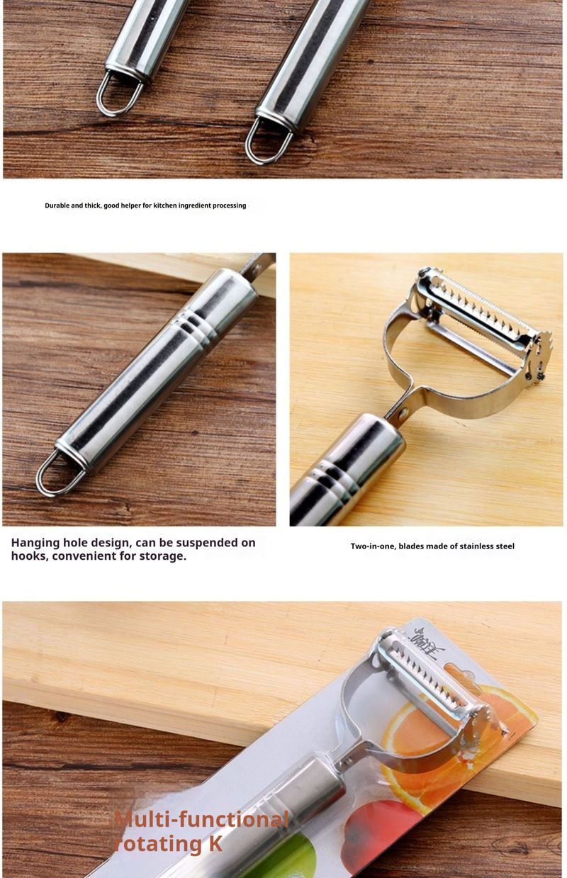 Stainless Steel 2-in-1 Vegetable Grater & Peeler – Compact Handheld Tool For Potato, Carrot, Cucumber (Non-Slip Grip)_voghion.com