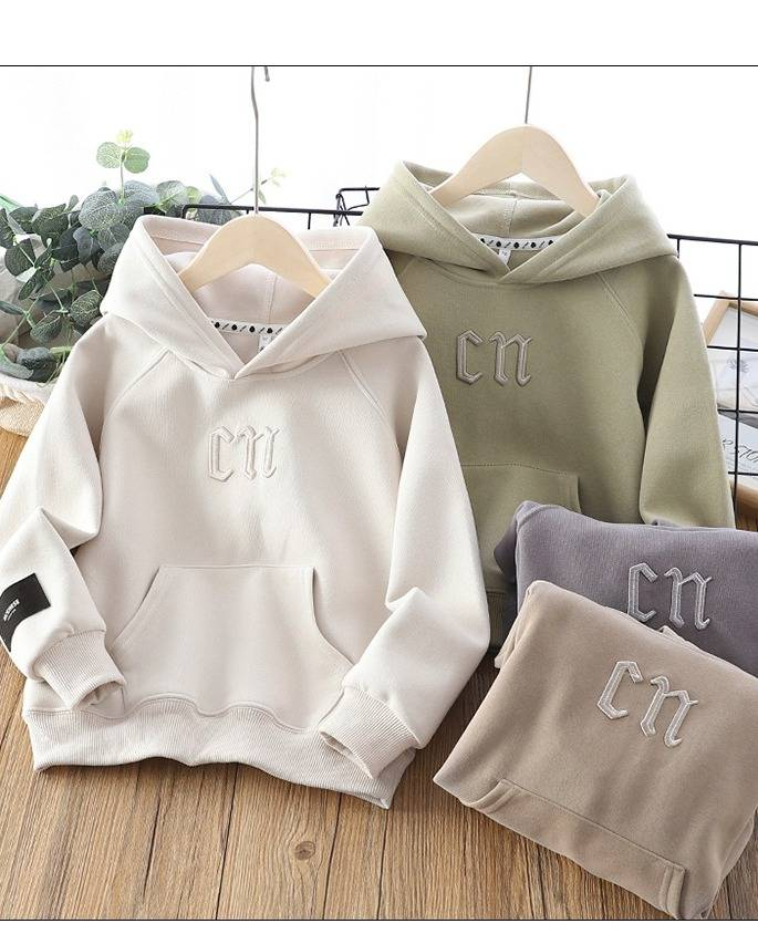 Soft Cotton Kids Hoodie With Embroidery - Unisex Long Sleeve Pullover For Boys & Girls (8+ Years, 110-170cm) - Minimalist Style_voghion.com