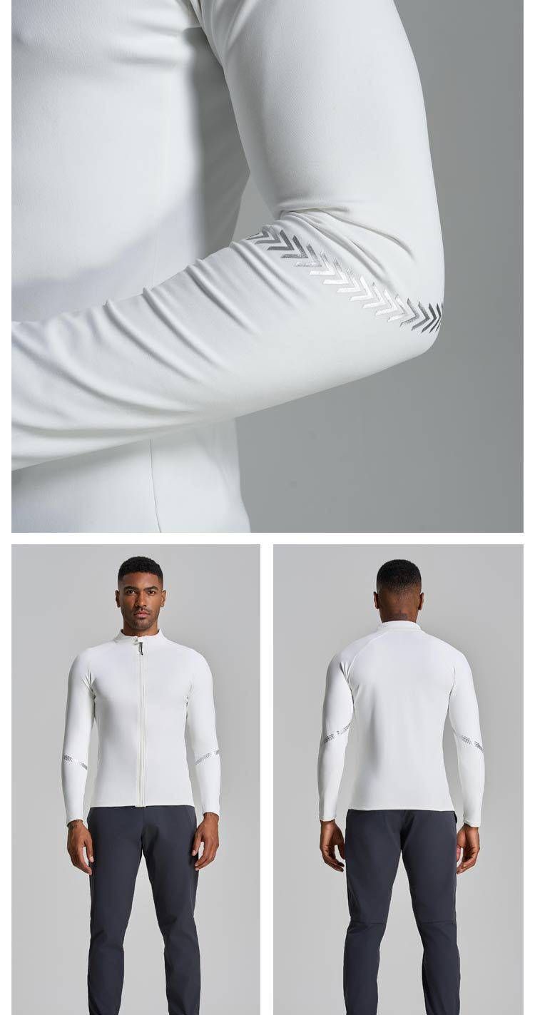 Giacca da fitness elastica a maniche lunghe da uomo, per primavera e autunno, casual, sportiva, da corsa, con collo alto, cerniera, parte superiore elastica ad asciugatura rapida_voghion.com