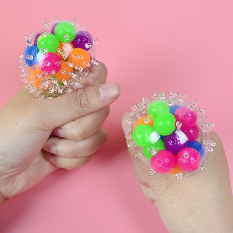 Stress Relief Ball 6.0 Burr Ball Fidget Squeeze Toy, TPR Soft Rubber Grape Squeeze Ball Anti-Anxiety Toy_voghion.com