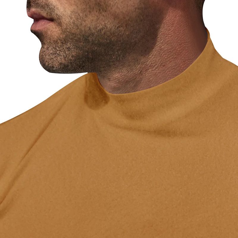 Maglione da uomo in misto lana tedesca – Pullover leggero a collo medio (cachi/nero/bianco, XS-XXXL)_voghion.com