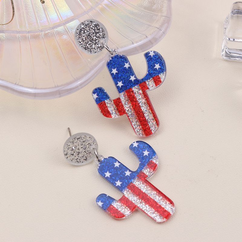 Elemente des amerikanischen Unabhängigkeitstages, rot, weiß, blau, Flagge, buntes Herz, Acryl-Ohrstecker, baumelnder Schmuck für Frauen_voghion.com