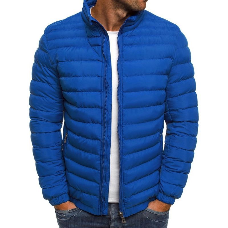 Herbst und Winter Neue europäische Größe Außenhandel Herren Einfarbige Baumwollgefütterte Jacke Einfache Atmosphäre Herrenmode Baumwollgefütterte Jacke_voghion.com