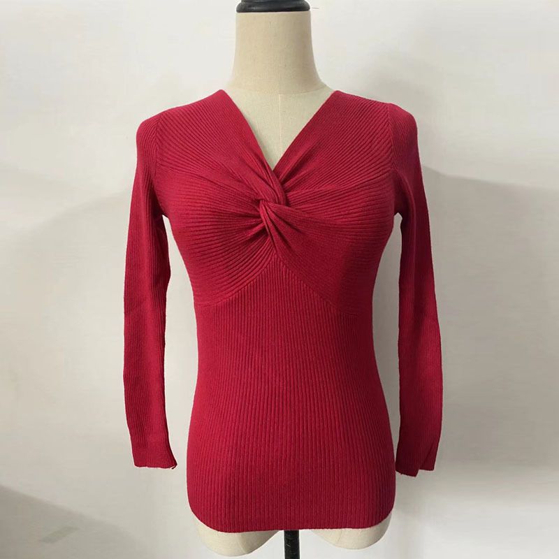 Haut pull crépu décontracté à la mode pour femmes_voghion.com