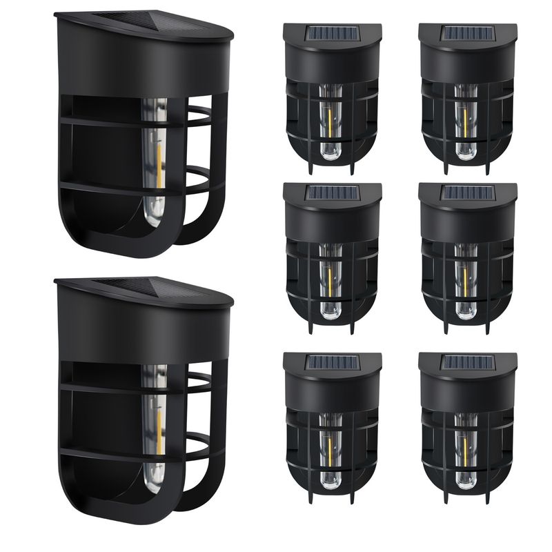 Solarbetriebene Vintage-Wandlaterne – Einstellbares warmweißes Licht, Aussparungsdesign für Zaun- und Gartendekoration_voghion.com