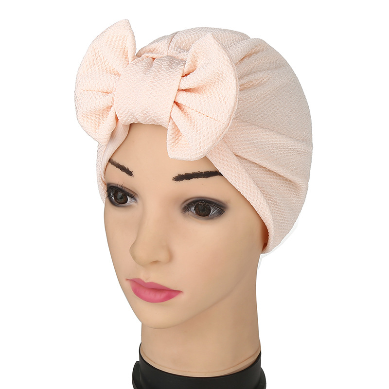 Women's Hats ladies bow Indian pullover headscarf hat Muslim elastic headscarf_voghion.com