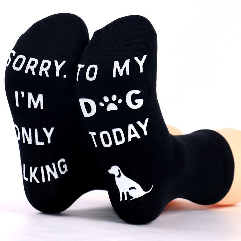 Mittelhohe Socken aus Baumwolle mit Tiermotiv, lässige Socken aus Baumwolle mit Buchstabensohle, rutschfeste selbstklebende Bodensocken_voghion.com
