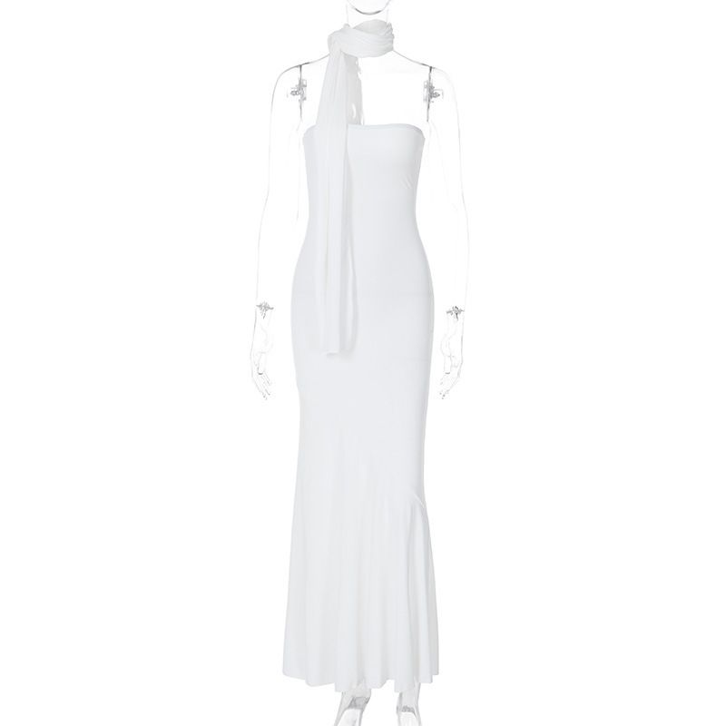Dammekleeder Hot Selling Summer Neie Stil Moud Temperament Enk sëtzend Taille ëmgewéckelt Broscht Fësch Schaukelmuster Rock Ënnen Schal Kleed_voghion.com
