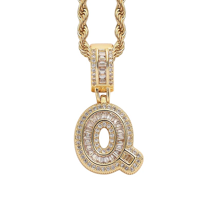 Collana hip hop rock sugar square zirconio ciondolo lettera inglese moda hip hop uomo e donna lettera collana personalità alla moda_voghion.com