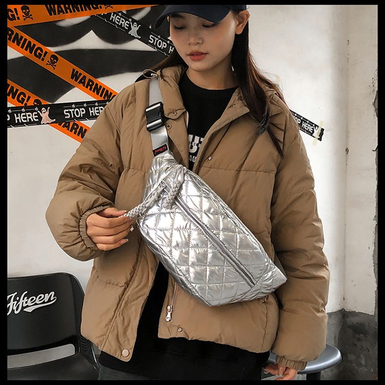 Winter New Women's Waist Bag Large Capacity Cotton Coat Crossbody Bag Fashion Waist Bag Diamond Embroidery Couple Chest Bag_voghion.com