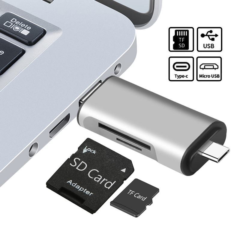 SD-Kartenleser, USB-C-Kartenleser, 3-in-1, USB 3.0, TF/Mirco SD, Smart-Speicherkartenleser, Typ-C-OTG-Flash-Laufwerk, Kartenleser-Adapter_voghion.com