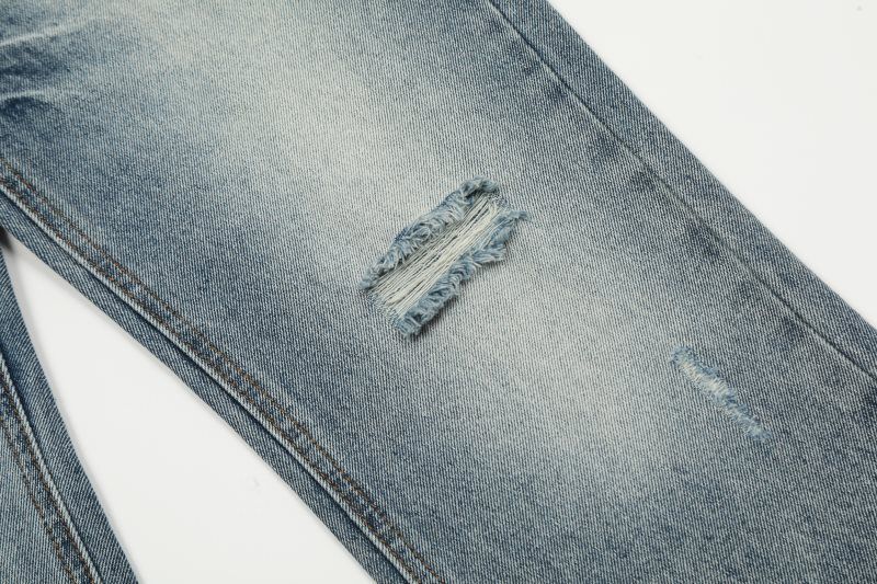 Vīriešu apģērbs High Street Mazgāts brīvs, platas kājas, liels caurums, siluets, uzplaiksnīti, salikti džinsi džinsi_voghion.com