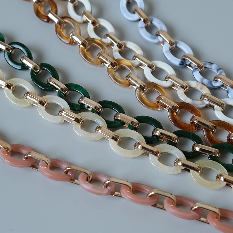 Women's Round Colorful Acrylic Resin Spring Summer Handmade Detachable Thick Bag Decoration Chain_voghion.com