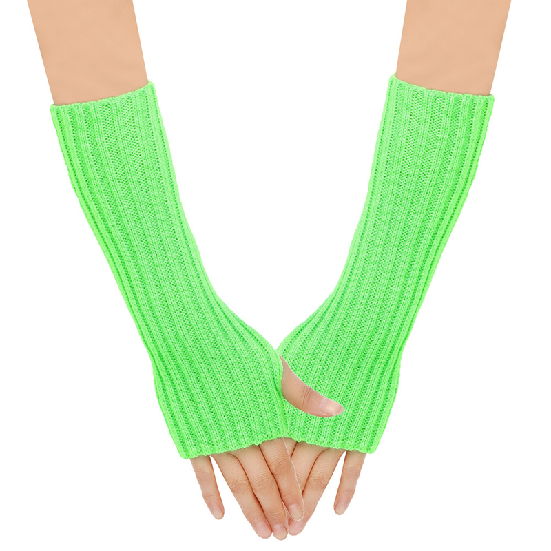Autumn Winter Long Gloves For Men And Women, Sleeves, Half Finger, Fingerless, Warm Arm Covers, Knitted Gloves,_voghion.com