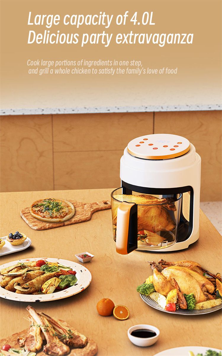 Air Fryer Visual Oil-free Electric Fryer Multi-functional Automatic Household 360°Baking LED Touchscreen Oil Air Fri_voghion.com
