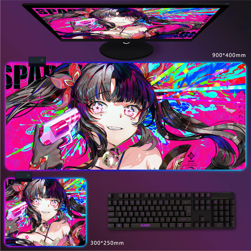 RGB-Mauspad Broken Star Dome Railway Luminous Mirror W E-Sports Games Anime Übergroße Tischmatte Wer Fire Card_voghion.com