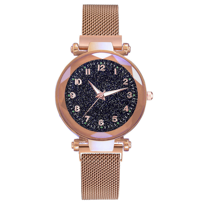 Magnet women's watch Arabic numerals face popular watch ladies mesh belt fashionable simple quartz watch_voghion.com