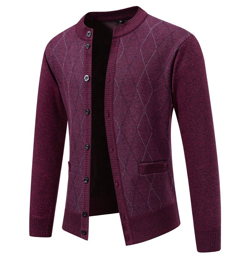 Cardigan in velluto e abbigliamento da uomo, cardigan in maglia con fodera in pile - Pullover oversize alla moda e comodo con collo alto per l'inverno_voghion.com
