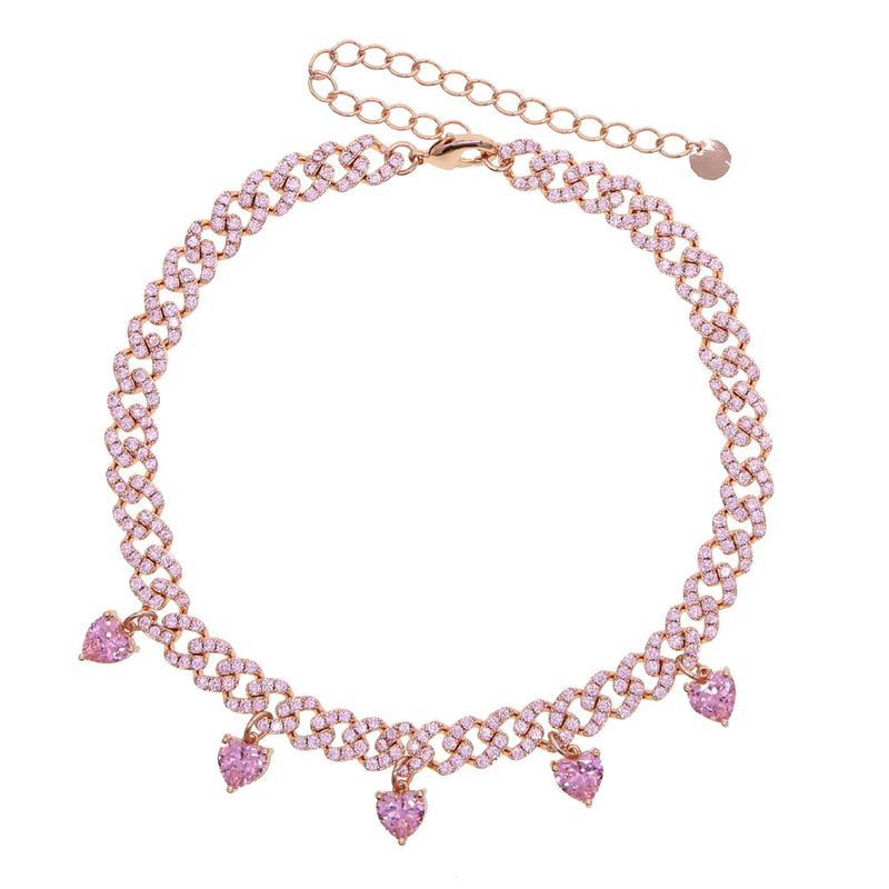 Bijoux et accessoires Chaîne cubaine 32 + 10 Chaîne d'extension pour femme Hip Hop Nouveau collier incrusté d'un pendentif en pierre blanche en forme de cœur_voghion.com