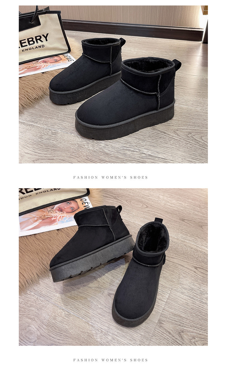 Pioggia con la stessa moda Stivali da neve rialzati con suola spessa Donna Plus Velluto addensato a prova di freddo Scarpe invernali da donna Scarpe di cotone Scarpe calde_voghion.com