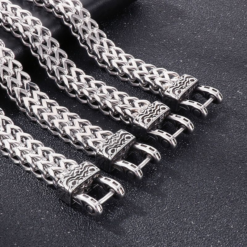 Wikinger-Punk-Armband für Herren mit Adlerschnabel- und Wolfskopf-Design, wendbare Edelstahlkette für einen mutigen Stil_voghion.com