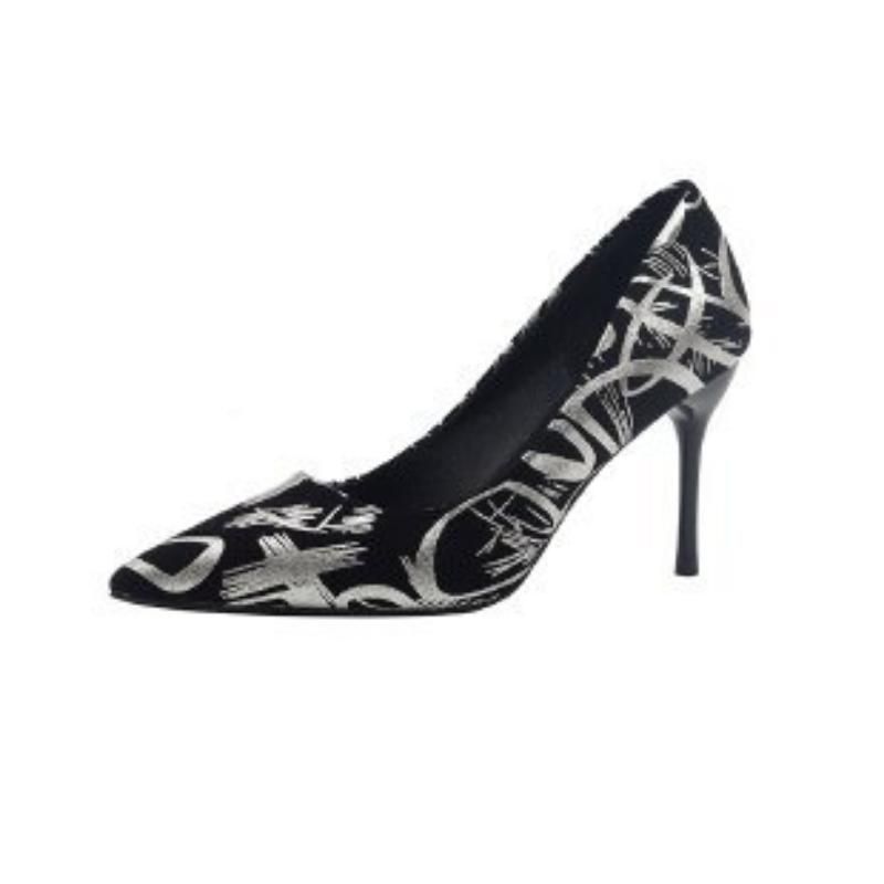 Scarpe con tacco alto in seta ricamata da donna, nuove alla moda, con punta singola, stiletto, abbinate ai colori_voghion.com
