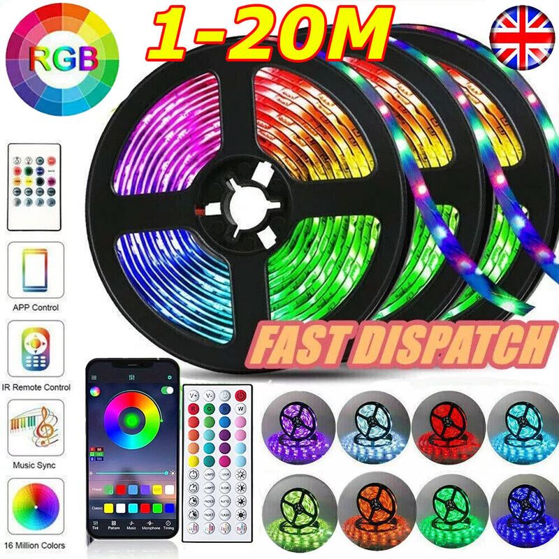 Bande lumineuse LED USB 1-20 m 5050 RVB à changement de couleur pour armoire de cuisine et téléviseur_voghion.com
