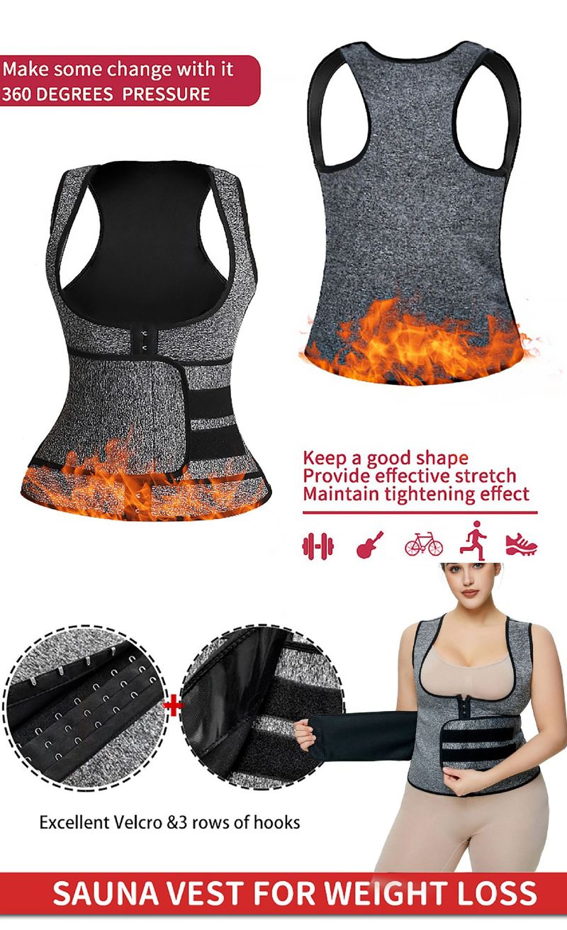 Verstellbarer Taillen-Klettverschluss, doppelte Taille, Formwäsche, verstärktes Schweiß-Tunika-Sportkorsett_voghion.com