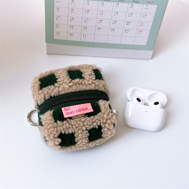 Waffle Velvet Cute Tent 3D Case Protective Cover Shell Bluetooth Earphone Coin Purse Small Storage Bag_voghion.com