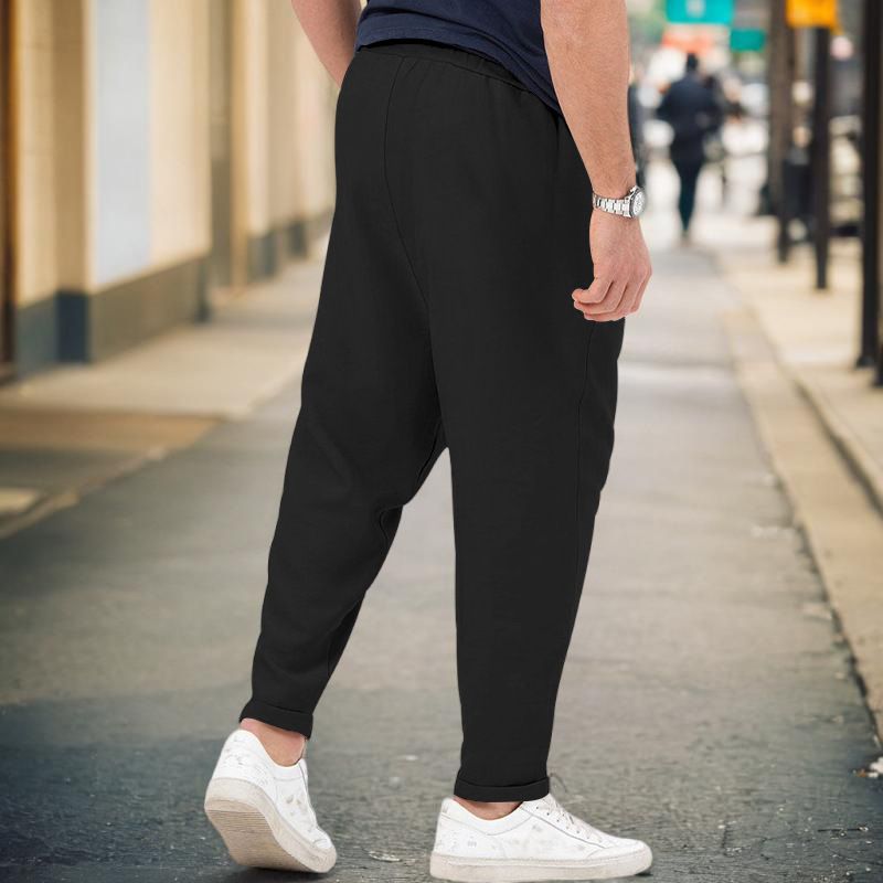 New men's sports casual trendy and fashionable, solid color, Haren pants, hanging style, plus size pants for men_voghion.com