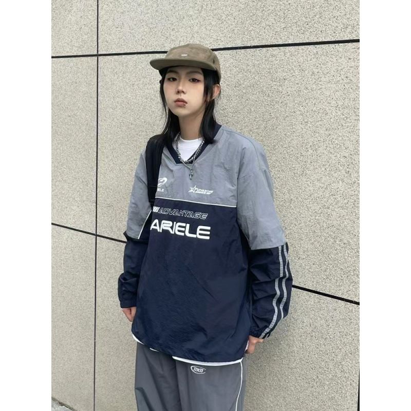 Ice wrinkled contrasting color design, American style quick drying sun protection long sleeved T-shirt, loose fitting_voghion.com