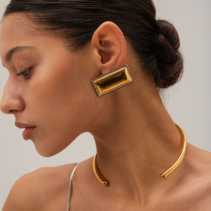 Collier d'amour inspiré des célébrités d'Internet pour femmes, collier lisse minimaliste en or galvanisé sous vide_voghion.com