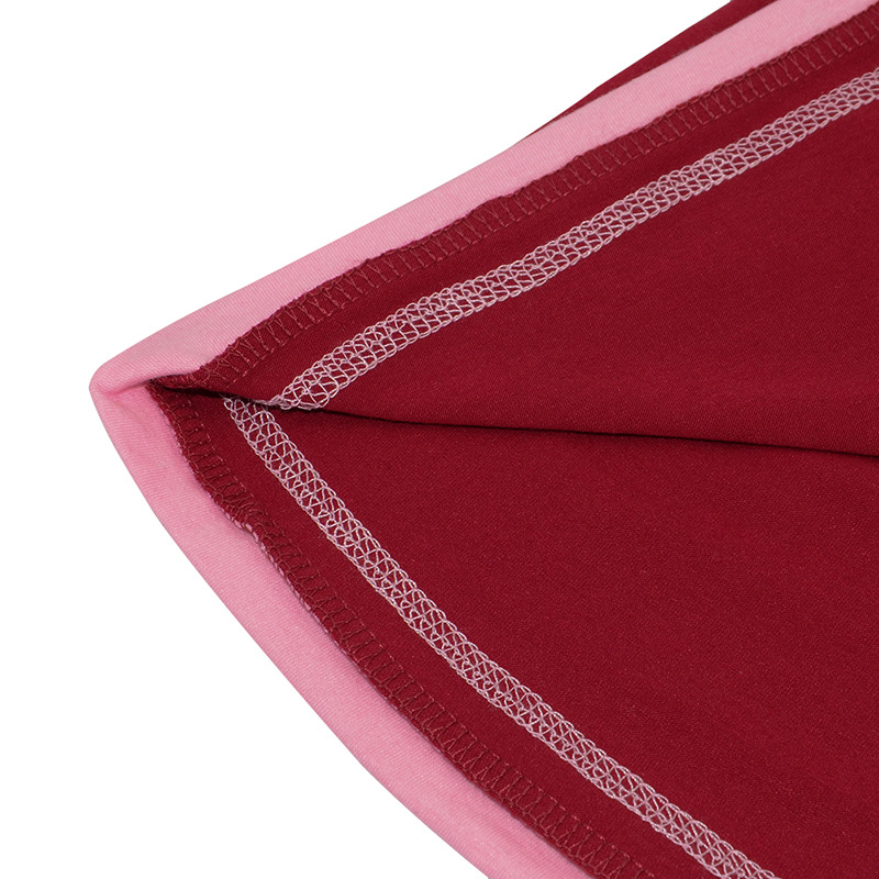 Abbigliamento da donna Nuovo comodo girocollo in cotone a maniche corte in cotone a colori larghi a contrasto Abbigliamento per la casa all'ingrosso_voghion.com