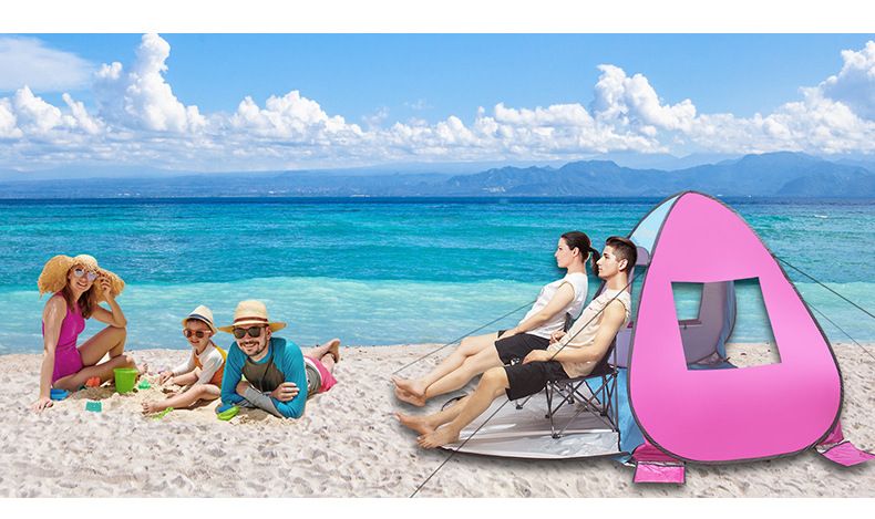 Tenda da spiaggia per esterni, con apertura rapida, automatica, pop-up, semplice parasole, baldacchino per il tempo libero sulla spiaggia, con porte e doppie finestre_voghion.com