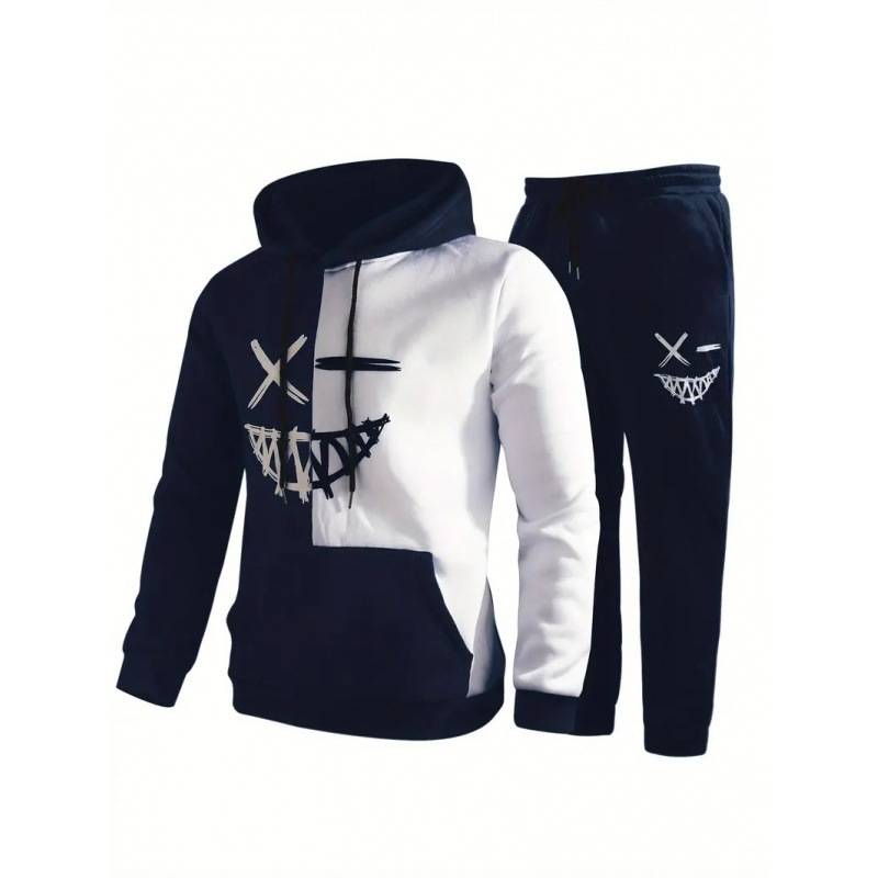 Conjunto de sudadera con capucha para hombre, informal y a la moda, con estampado de pareja_voghion.com