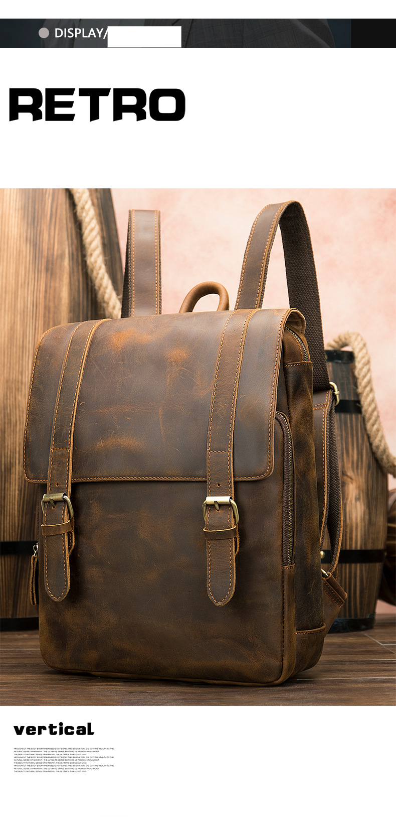 Leather Men's Backpack Large Capacity Business Travel Cowhide Backpack Laptop Bag Men_voghion.com