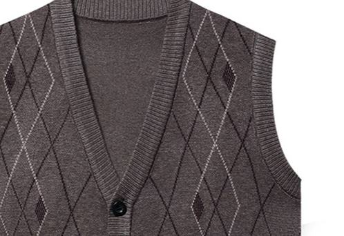 Men's Knitted Wool Blend Sleeveless Vest Sweater - Thickened V-Neck Open Front Cardigan For Autumn Winter_voghion.com