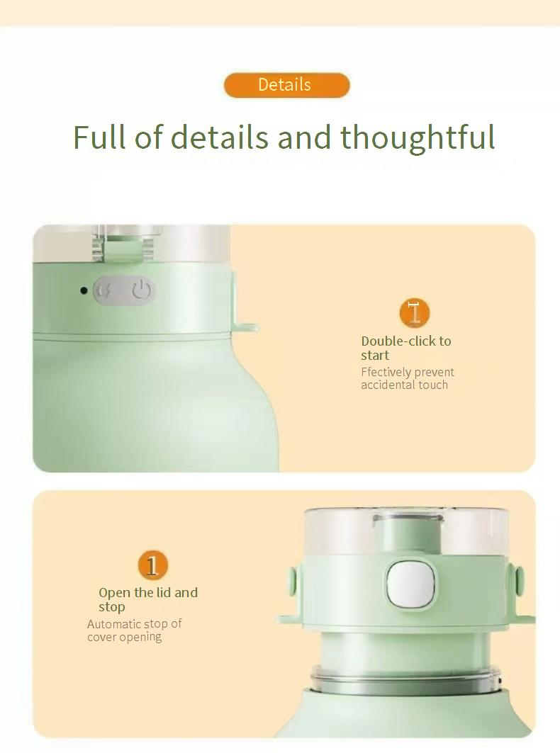 Portable Electric Juicer Blender Cup - 1000mL Large Capacity, 18000 RPM High Speed, 4 Blades, USB Rechargeable, Food-Grade PC Material, For Fruits_voghion.com