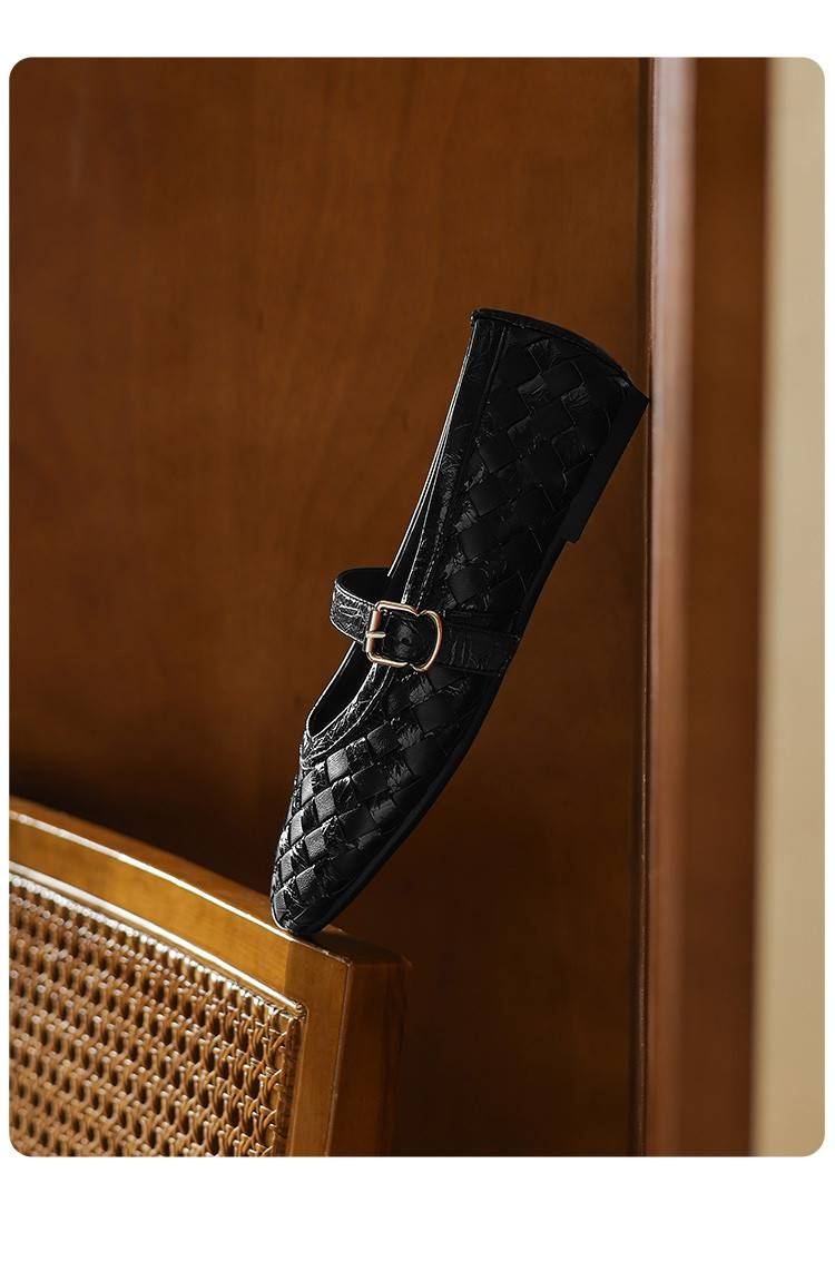 Cameido Mary Jane-Schuhe mit gewebtem Knöchelriemen, Herbst 2025, weiche Sohle und weiches Obermaterial, flache, flache Einzelschuhe, Ballettschuhe_voghion.com