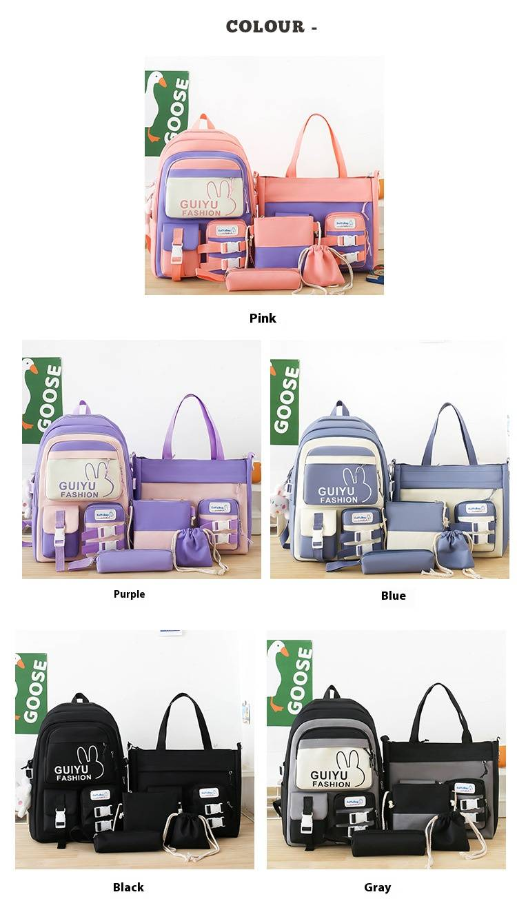Set di zaini per bambini - Zaino scolastico leggero con design a cartoni animati, set da 5 pezzi per ragazzi e ragazze, tessuto Oxford traspirante_voghion.com