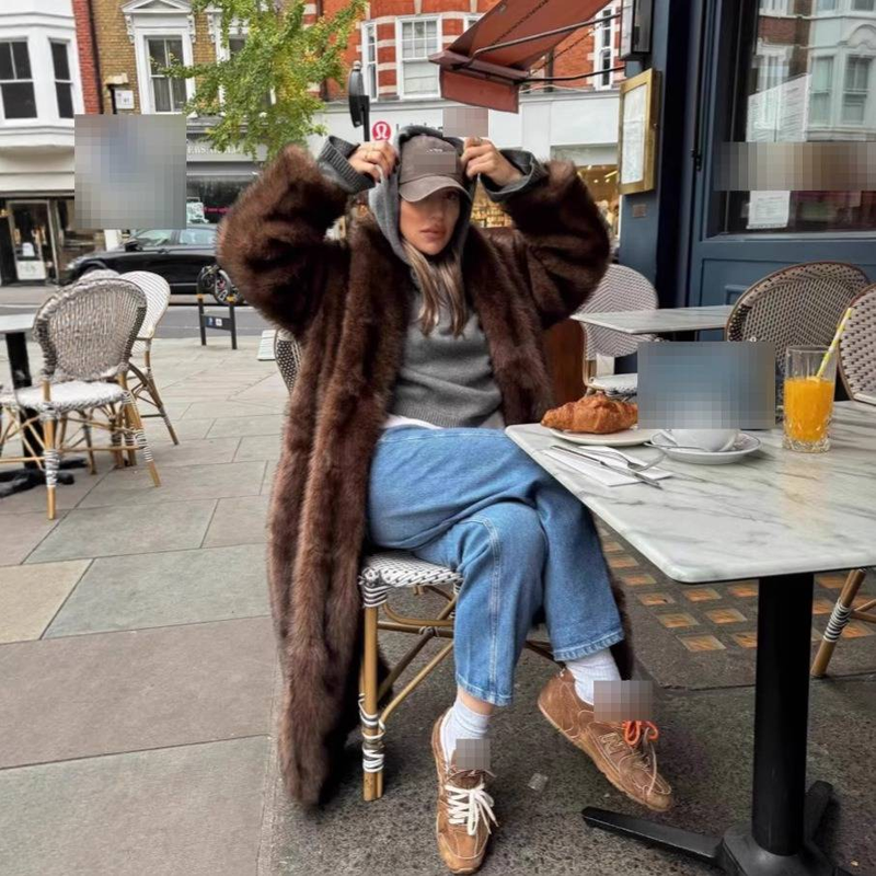 Cappotto di pelliccia sintetica di lusso da donna, lungo e morbido, in pelliccia di volpe, oversize, casual, invernale, con tasche, cappotto di pelliccia di volpe allungato casual da donna, ampio_voghion.com