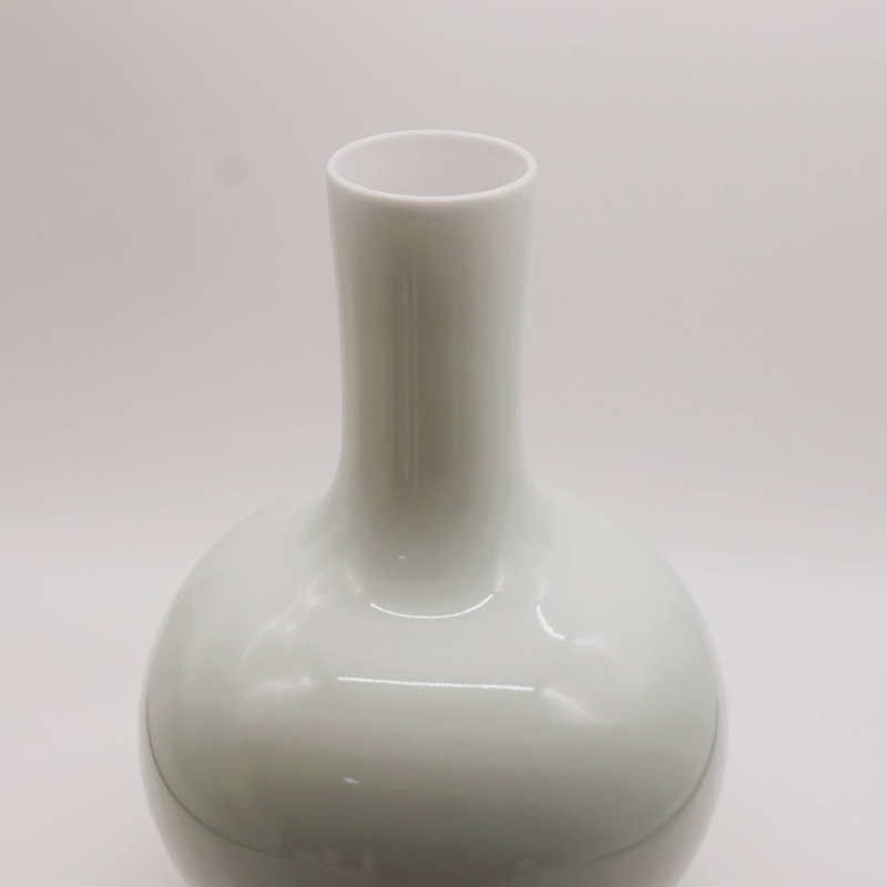 Vaso moderno in ceramica a forma di globo, bianco, design a collo lungo, forma rotonda, decorativo_voghion.com