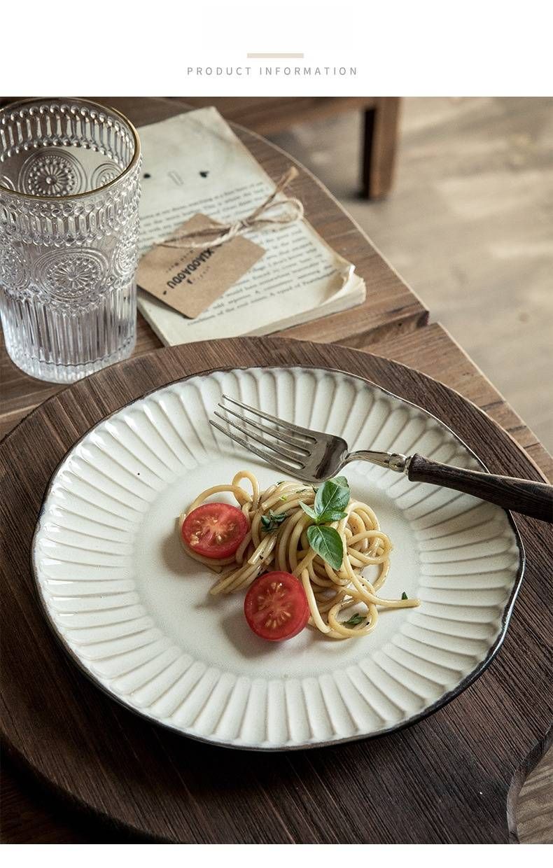 Handcrafted Irregular Ceramic Dinner Plate – Rustic Embossed Steak Plate For Gourmet Dining & Farmhouse Tablescapes – Microwave Safe_voghion.com
