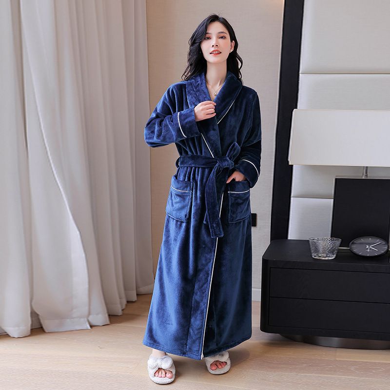 Luxury Flannel Robe For Women & Men - Ultra Soft Fleece Bathrobe With Long Sleeves Cozy Winter Sleepwear Couples Matching Loungewear In Elegant Colors_voghion.com