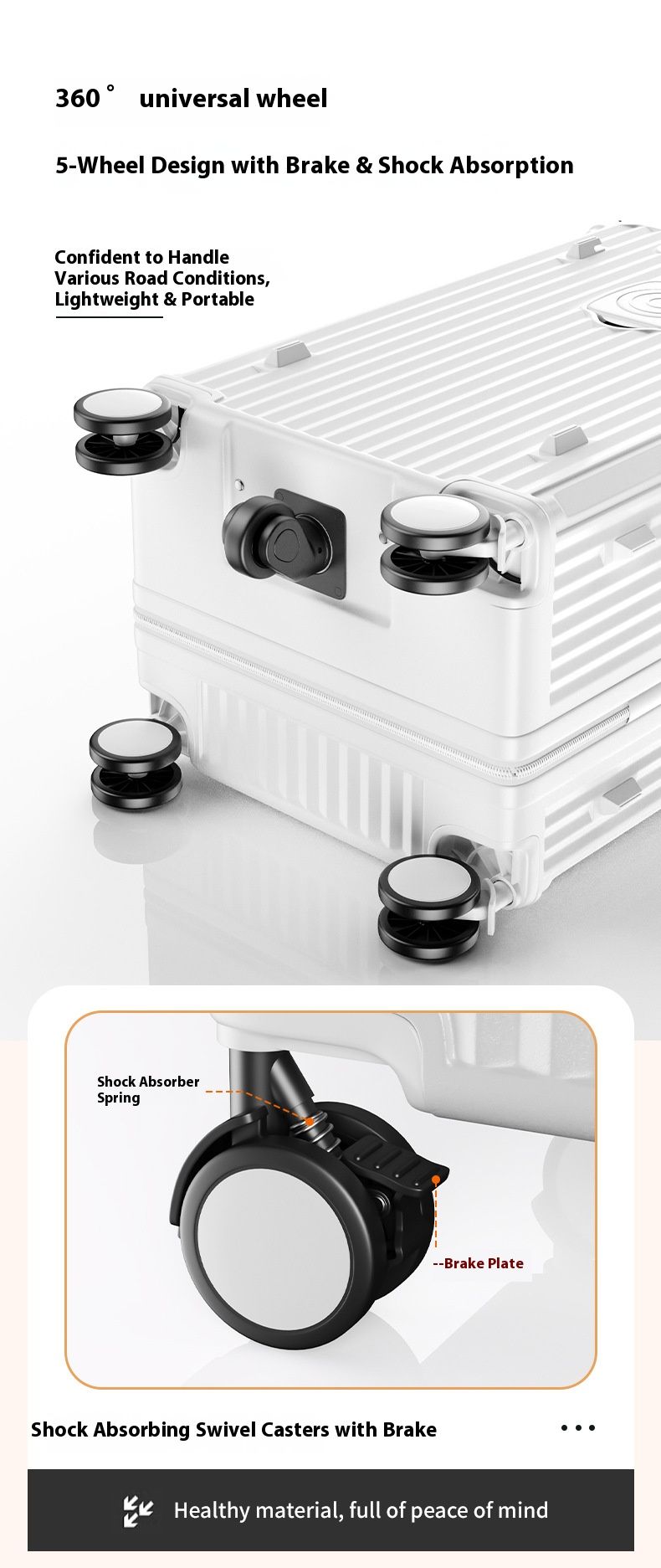 Valigia resistente per PC con ruote girevoli, lucchetto TSA e cerniera anti-scoppio - Valigia leggera per viaggiare in colori classici, cerniera anti-esplosione_voghion.com