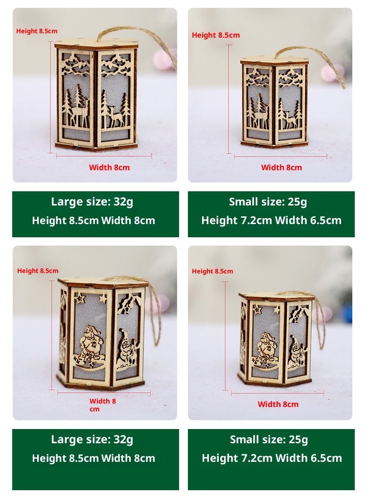 Handgefertigte Weihnachtsornamente aus Holz – Leuchtende, hohle Baum- und Hausdekoration mit Weihnachtsmann-, Rentier- und Schneemannmotiven –_voghion.com