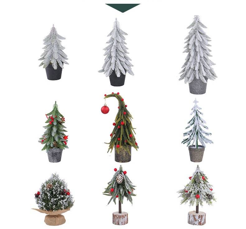 Mini Christmas Tree Decorations With Red Berries - Tabletop Fake Pine Tree For Holiday, Window Display, Party & Home Decor_voghion.com