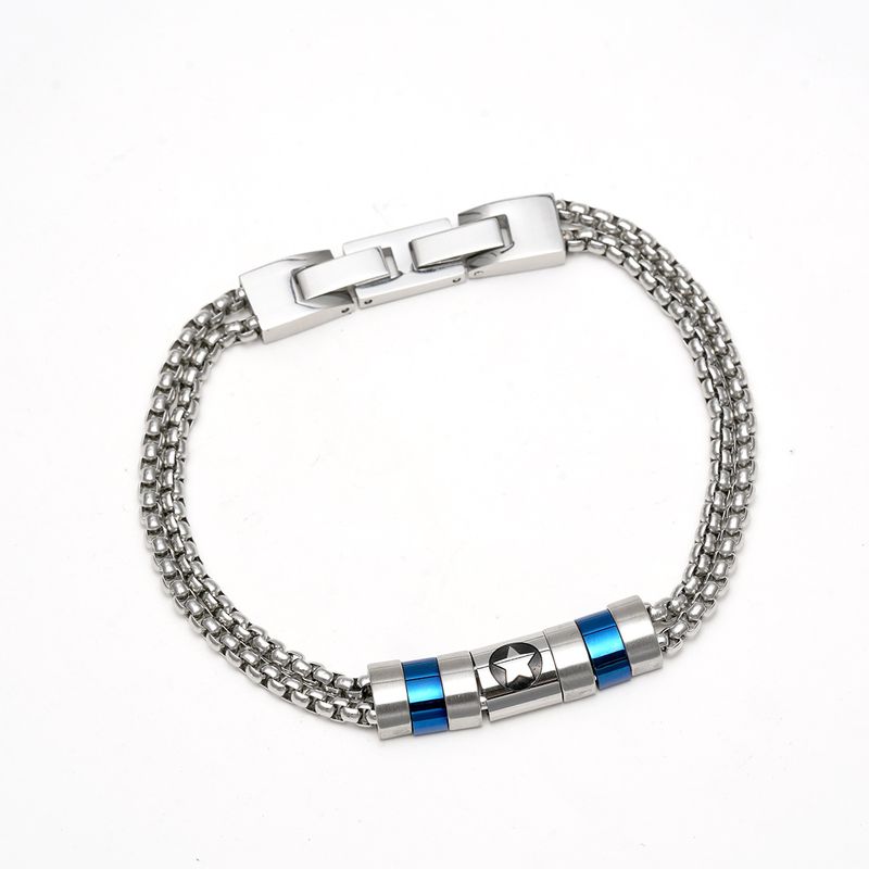 Hip Hop Cuban Stainless Ins Trendy Herren Perlenkette Doppelschnalle Titanstahlarmband_voghion.com