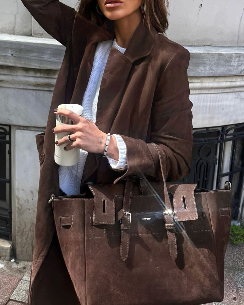 Cappotto lungo da donna autunno inverno elegante marrone con cintura in vita_voghion.com