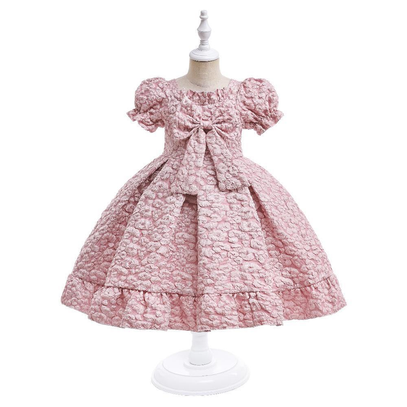 Vêtements pour bébés filles, style Royal, robe de princesse à manches bouffantes avec grand nœud, pour fête d'enfants_voghion.com